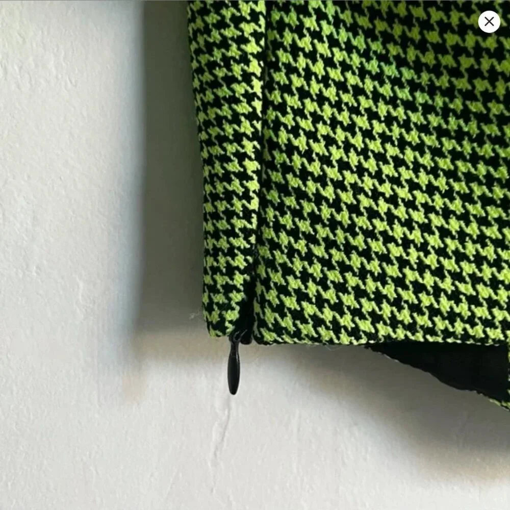 Zara lime houndstooth long sleeve corset top Size L NEW WITH TAG!